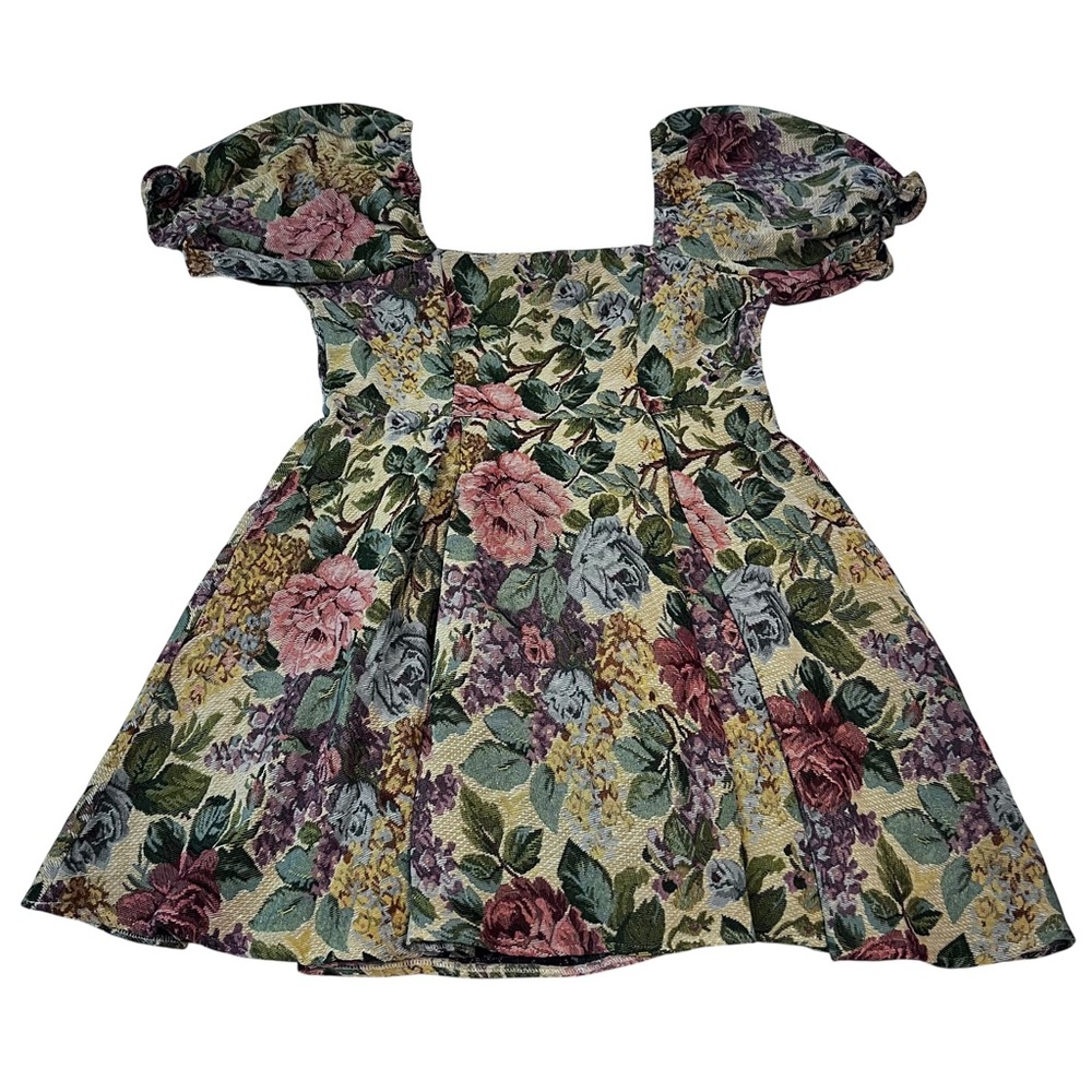 Elegant Floral Mini Dress with Puff Sleeves
